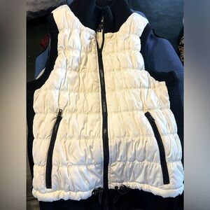 Off-white and black puffer vest with a hood